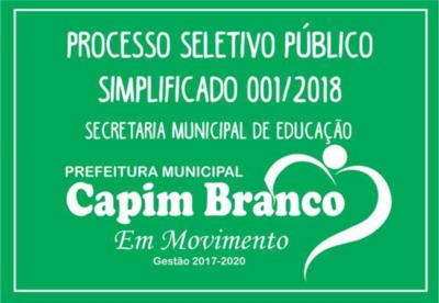 Processo Seletivo nº 001/2018 - Educação
