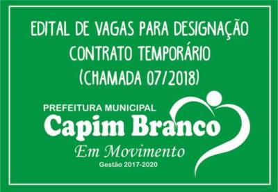 Edital de vagas para designação: Chamada 07/2018