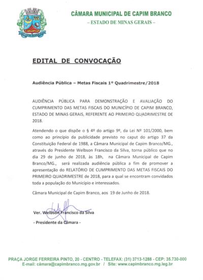 Audiência Pública Metas Fiscais 1º Quadrimestre 2018