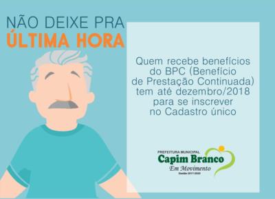 Prazo para cadastro no BPC foi prorrogado