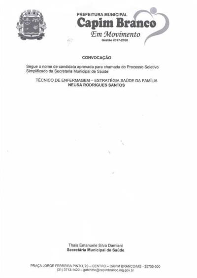 Convocação: Secretaria Municipal de Saúde