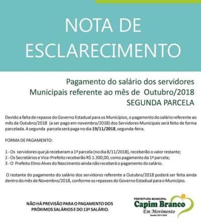 Pagamento dos Servidores Municipais 2 ª Parcela