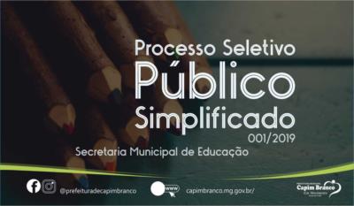 Processo Seletivo Simplificado nº 001/2019