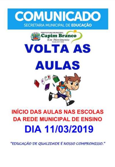 Volta às aulas 2019: Nova data
