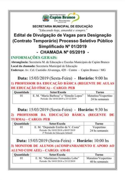 Edital de Vagas para Designação 
