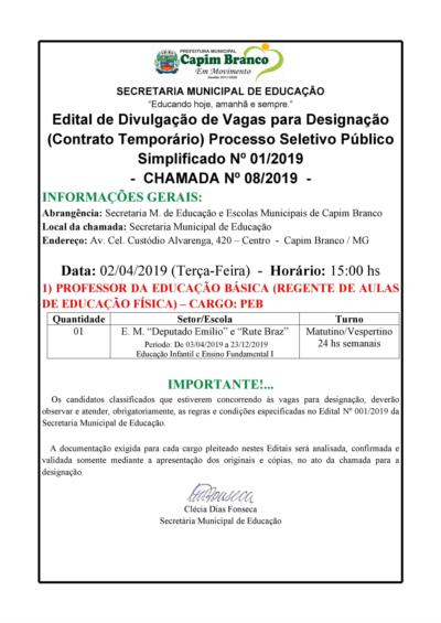 Processo Seletivo Simplificado nº 01/2019