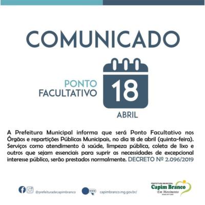 Comunicado: Ponto Facultativo