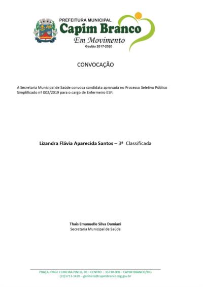 Processo Seletivo Público Simplificado nº002/2019