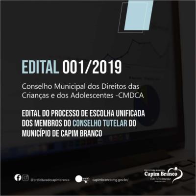 EDITAL 001/2019 - Conselho Municipal dos Direitos da Criança 