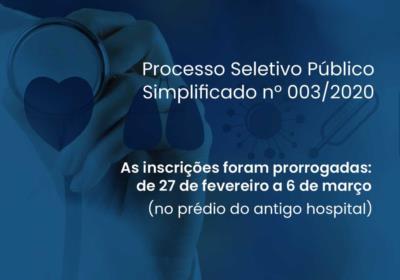 Inscrições para processo seletivo da saúde foram prorrogadas 