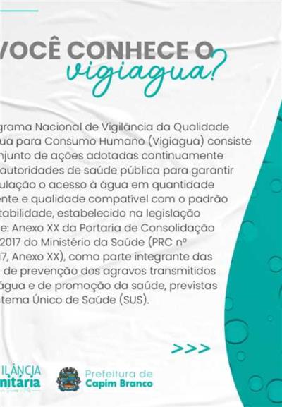 Conheça as ações do Programa Vigiagua em nosso Município  