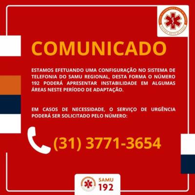 SAMU REGIONAL: COMUNICADO IMPORTANTE!