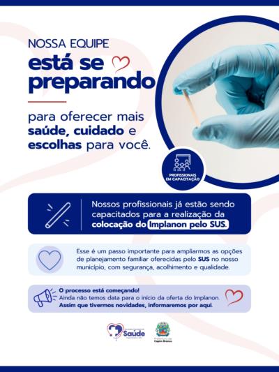 Saúde de Capim Branco avança na preparação para oferta do Implanon pelo SUS